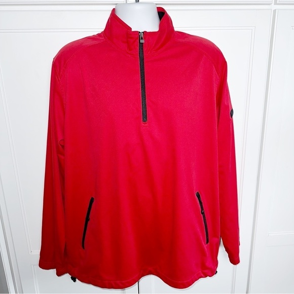 Greg Norman Golf Jacket Pullover 1/3 Zip Windproof Sz Large Red Water Repellent - Picture 3 of 12